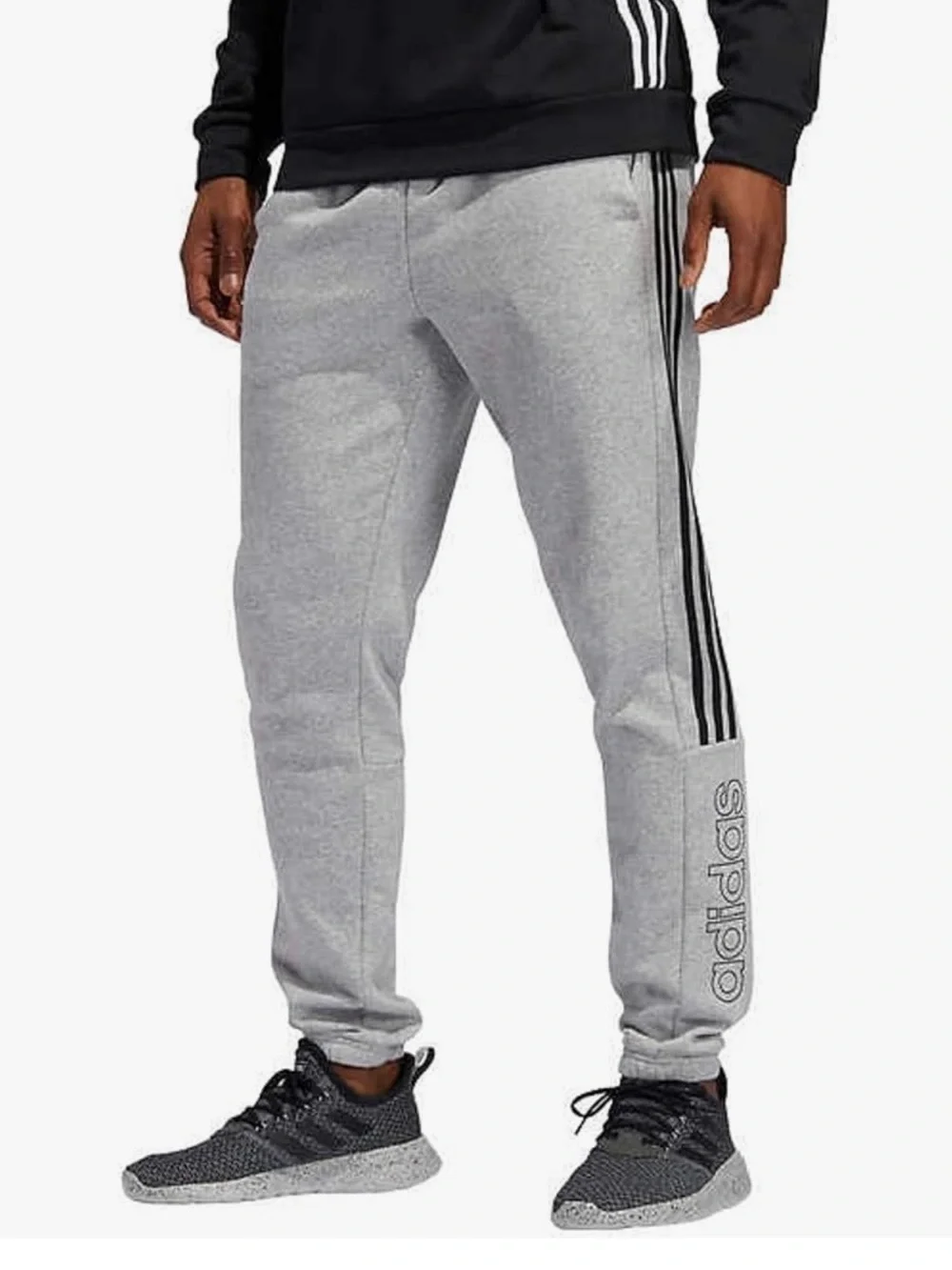 adidas Gray Jogger Sweatpants with Black Side Stripes